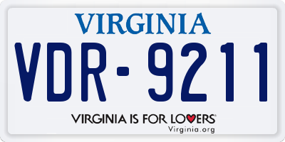 VA license plate VDR9211