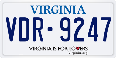 VA license plate VDR9247