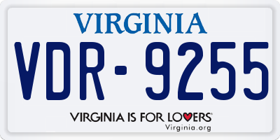 VA license plate VDR9255