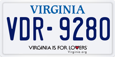 VA license plate VDR9280