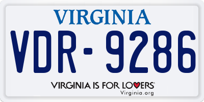 VA license plate VDR9286