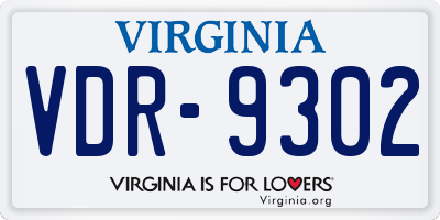 VA license plate VDR9302