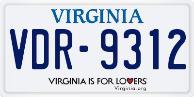 VA license plate VDR9312