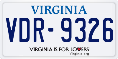 VA license plate VDR9326