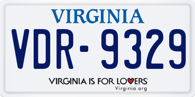 VA license plate VDR9329