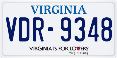 VA license plate VDR9348