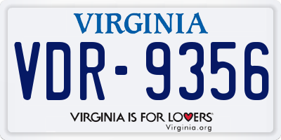 VA license plate VDR9356