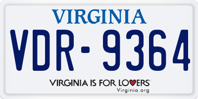 VA license plate VDR9364