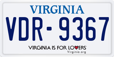 VA license plate VDR9367
