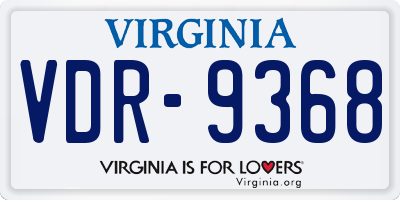 VA license plate VDR9368