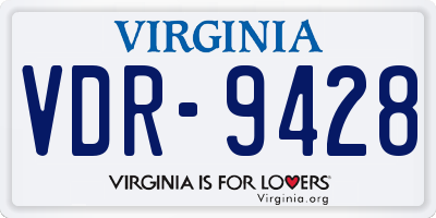 VA license plate VDR9428