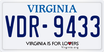 VA license plate VDR9433