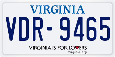 VA license plate VDR9465