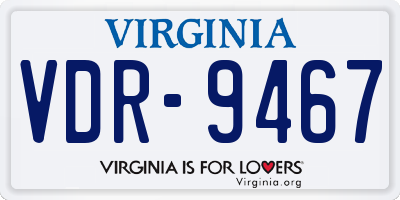 VA license plate VDR9467