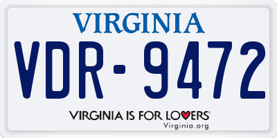 VA license plate VDR9472