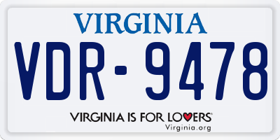 VA license plate VDR9478