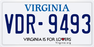 VA license plate VDR9493