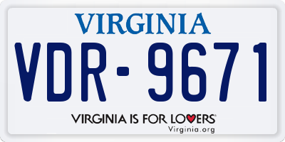 VA license plate VDR9671