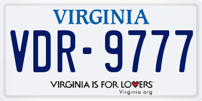 VA license plate VDR9777