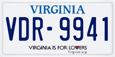 VA license plate VDR9941