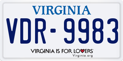 VA license plate VDR9983