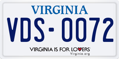 VA license plate VDS0072