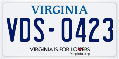 VA license plate VDS0423