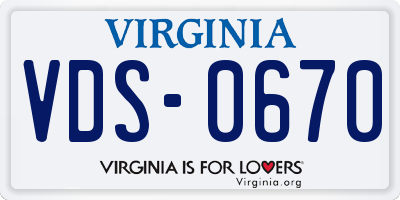 VA license plate VDS0670