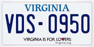 VA license plate VDS0950