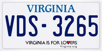 VA license plate VDS3265
