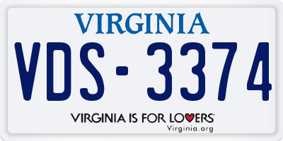 VA license plate VDS3374