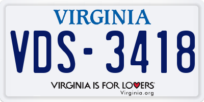 VA license plate VDS3418