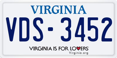 VA license plate VDS3452