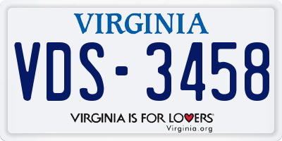 VA license plate VDS3458