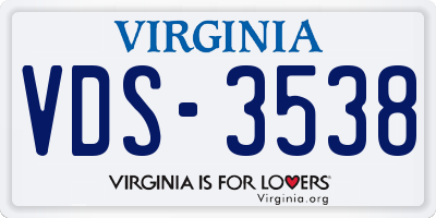 VA license plate VDS3538
