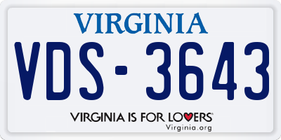 VA license plate VDS3643
