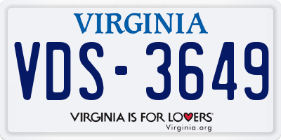 VA license plate VDS3649