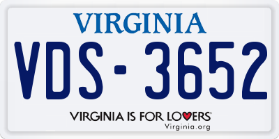 VA license plate VDS3652