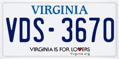 VA license plate VDS3670