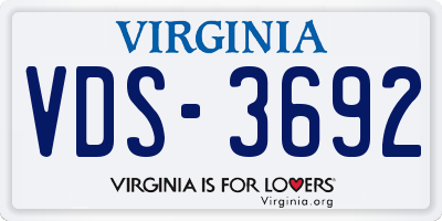 VA license plate VDS3692