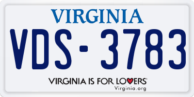 VA license plate VDS3783