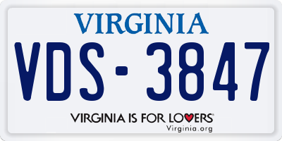 VA license plate VDS3847