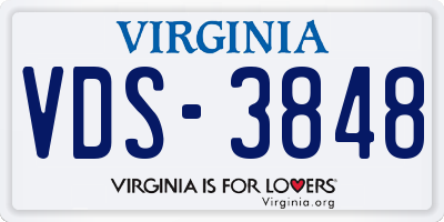 VA license plate VDS3848