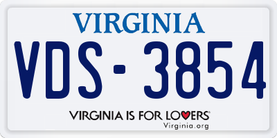 VA license plate VDS3854