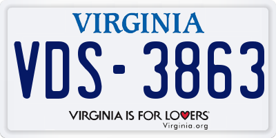 VA license plate VDS3863