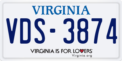 VA license plate VDS3874