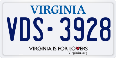 VA license plate VDS3928
