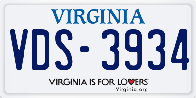 VA license plate VDS3934