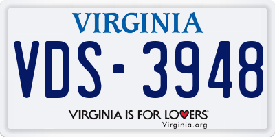 VA license plate VDS3948