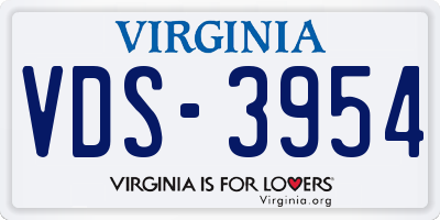 VA license plate VDS3954